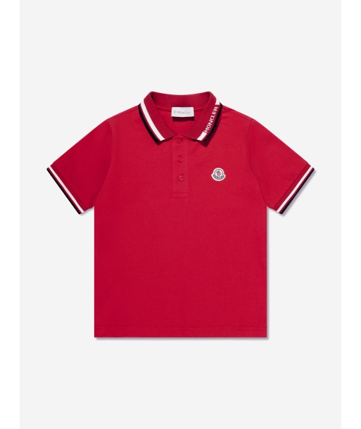 Moncler Enfant Boys Logo Polo Shirt in Red brillant des détails fins