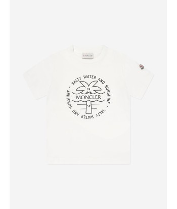 Moncler Enfant Boys Palm Tree Logo T-Shirt in White Le MVP de beaucoup