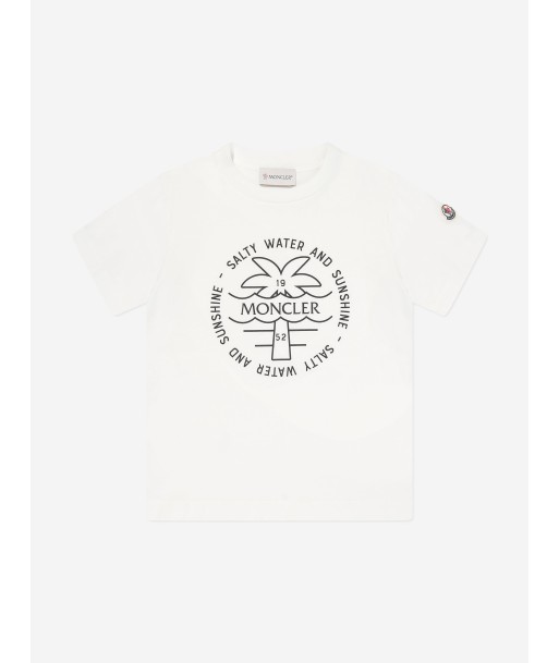 Moncler Enfant Boys Palm Tree Logo T-Shirt in White Le MVP de beaucoup