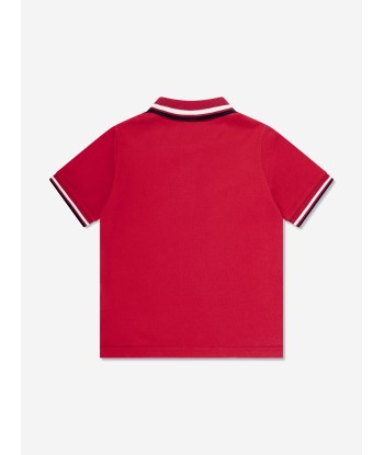 Moncler Enfant Boys Logo Polo Shirt in Red brillant des détails fins