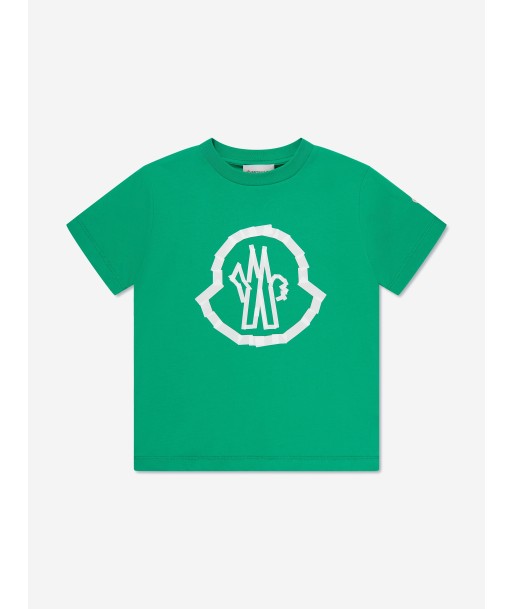 Moncler Enfant Boys Logo t-Shirt in Green Paris Déstockage Promo