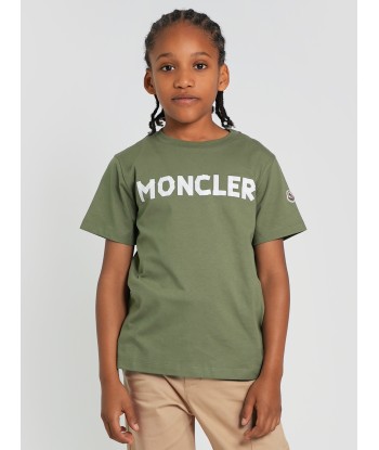 Moncler Enfant Boys Logo t-Shirt in Green Profitez des Offres !