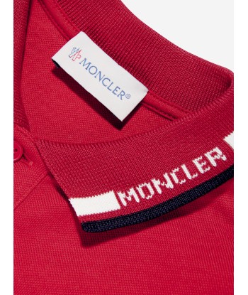 Moncler Enfant Boys Logo Polo Shirt in Red brillant des détails fins