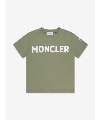 Moncler Enfant Boys Logo t-Shirt in Green Profitez des Offres !