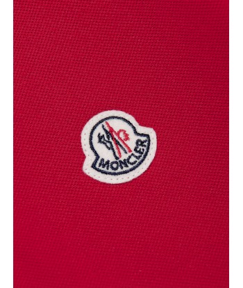 Moncler Enfant Boys Logo Polo Shirt in Red brillant des détails fins