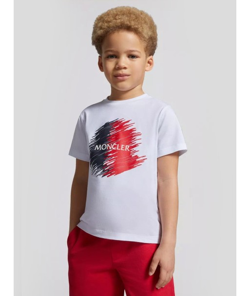 Moncler Enfant Boys Logo Print T-Shirt in White à prix réduit toute l'année