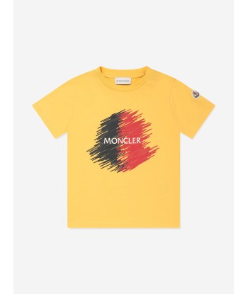 Moncler Enfant Boys Logo Print T-Shirt in Yellow de France