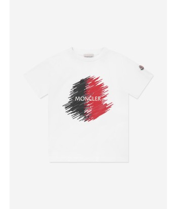 Moncler Enfant Boys Logo Print T-Shirt in White à prix réduit toute l'année