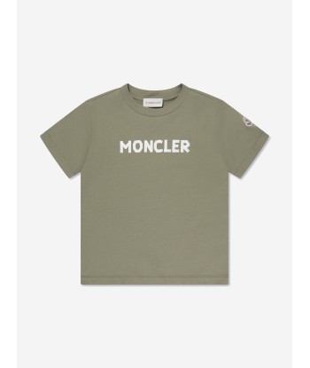 Moncler Enfant Boys Logo t-Shirt in Green Profitez des Offres !