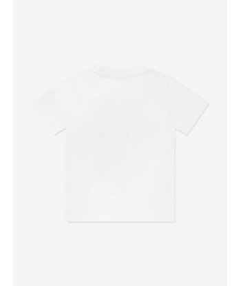 Moncler Enfant Boys Logo Print T-Shirt in White à prix réduit toute l'année