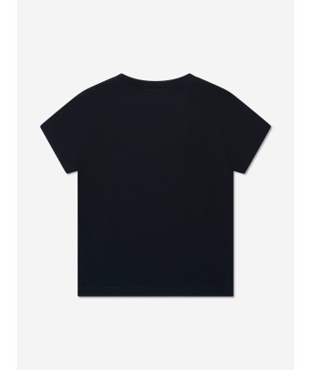 Moncler Enfant Boys Logo Print T-Shirt in Navy de pas cher