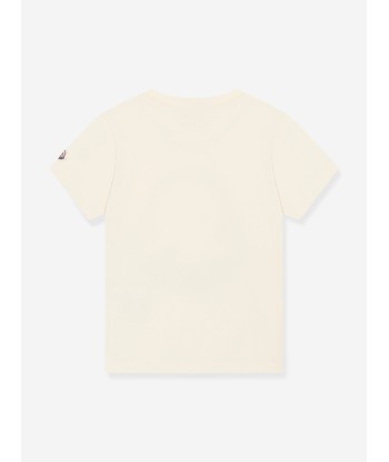 Moncler Enfant Girls Embroidered Logo T-Shirt in Ivory l'achat 