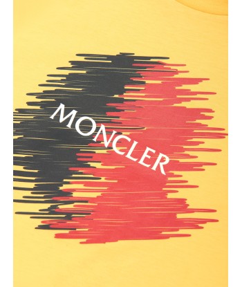 Moncler Enfant Boys Logo Print T-Shirt in Yellow de France