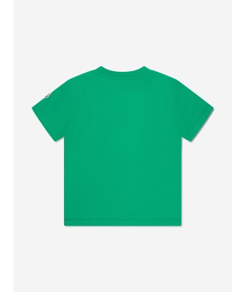 Moncler Enfant Boys Logo t-Shirt in Green Paris Déstockage Promo