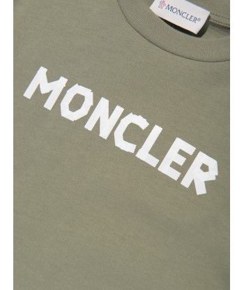 Moncler Enfant Boys Logo t-Shirt in Green Profitez des Offres !