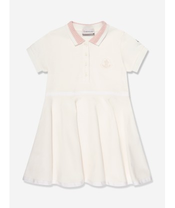 Moncler Enfant Girls Logo Polo Dress in White l'achat 