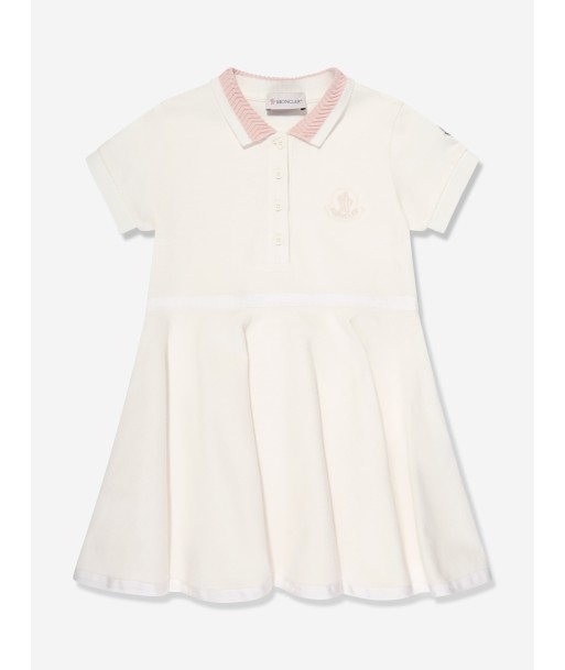 Moncler Enfant Girls Logo Polo Dress in White l'achat 