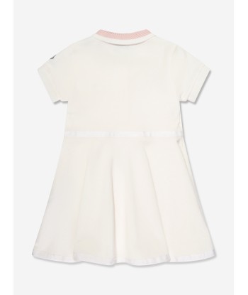 Moncler Enfant Girls Logo Polo Dress in White l'achat 