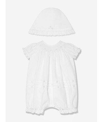 Sarah Louise Baby Bubble Romper And Bonnet in Ivory à prix réduit toute l'année