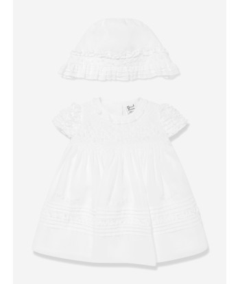 Sarah Louise Baby Girls Dress And Bonnet in Ivory les ligaments