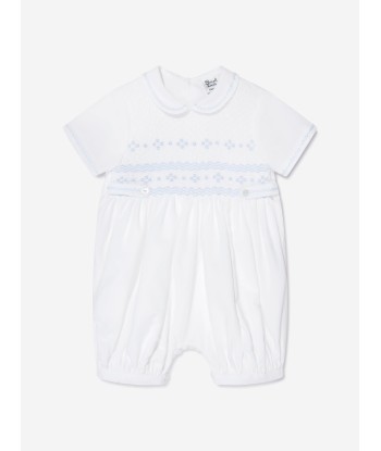 Sarah Louise Baby Boys Embroidered Romper in White 2024