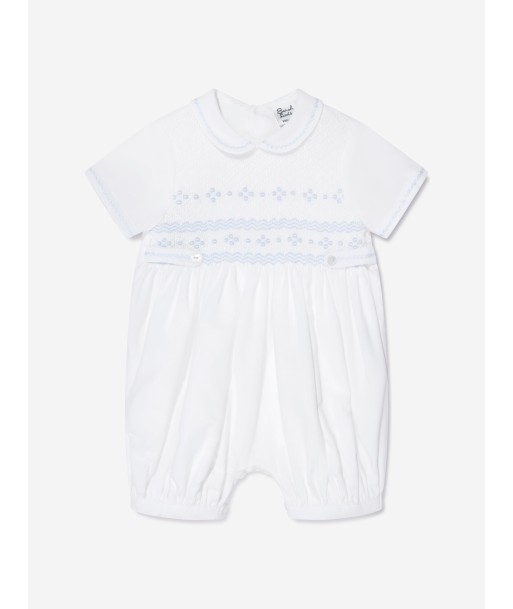 Sarah Louise Baby Boys Embroidered Romper in White 2024