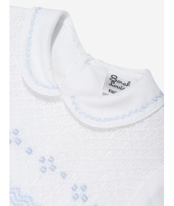 Sarah Louise Baby Boys Embroidered Romper in White 2024