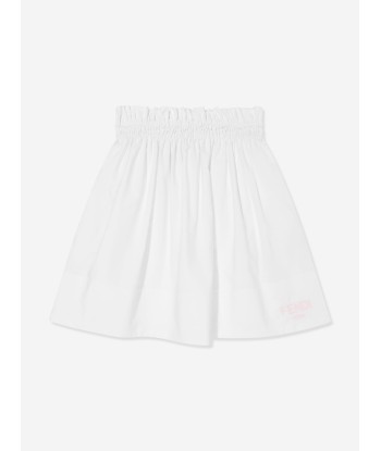 Fendi Girls Cotton Logo Skirt in White Voir les baskets