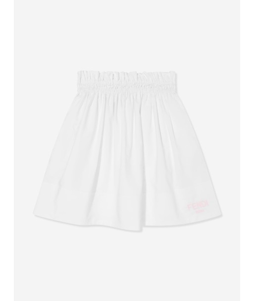 Fendi Girls Cotton Logo Skirt in White Voir les baskets