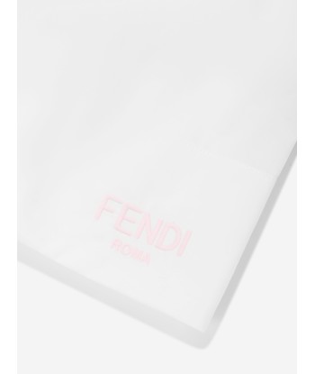 Fendi Girls Cotton Logo Skirt in White Voir les baskets