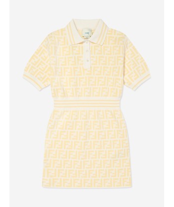 Fendi Girls FF Logo Polo Dress in Yellow Le MVP de beaucoup