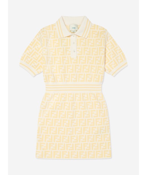 Fendi Girls FF Logo Polo Dress in Yellow Le MVP de beaucoup