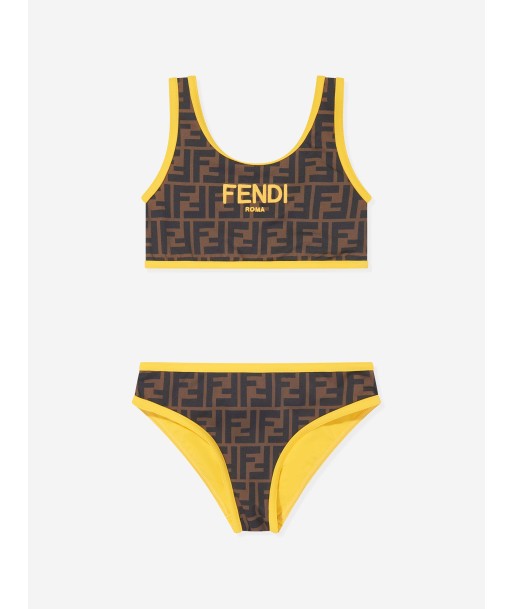 Fendi Girls FF Logo Bikini in Brown Paris Déstockage Promo