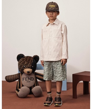 Fendi Boys Linen Logo Bermuda Shorts in Green Par le système avancé 