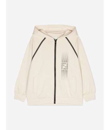 Fendi Boys Logo Zip Up Top in Beige shop