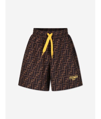 Fendi Boys FF Logo Swim Shorts in Brown Comment ça marche