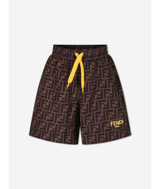 Fendi Boys FF Logo Swim Shorts in Brown Comment ça marche