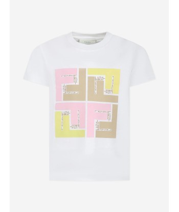 Fendi Girls Logo T-Shirt in White Toutes les collections ici