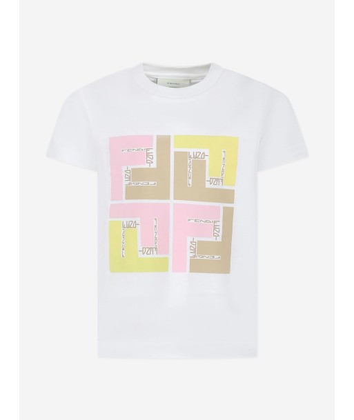 Fendi Girls Logo T-Shirt in White Toutes les collections ici