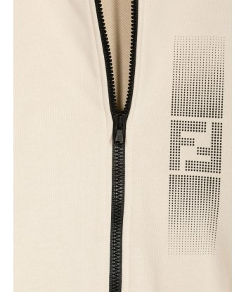 Fendi Boys Logo Zip Up Top in Beige shop