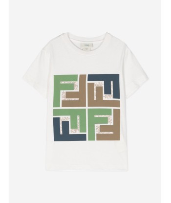 Fendi Kids Logo T-Shirt in White Les magasins à Paris et en Île-de-France