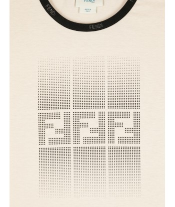 Fendi Boys Logo Print T-Shirt in Beige des créatures d'habitude