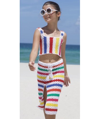 Nessi Byrd Girls Striped Rainbow Crop Top in Multicolour 2023