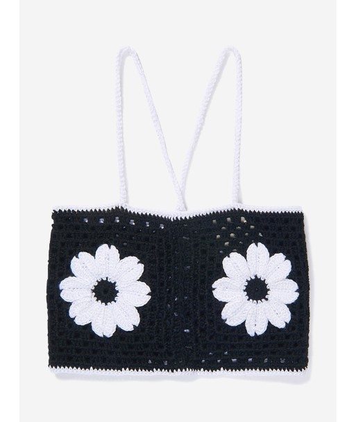 Nessi Byrd Girls Crochet Flower Elvira Crop Top in Black JUSQU'A -70%! 