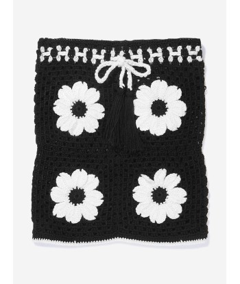 Nessi Byrd Girls Crocheted Flower Oila Skirt in Black du meilleur 