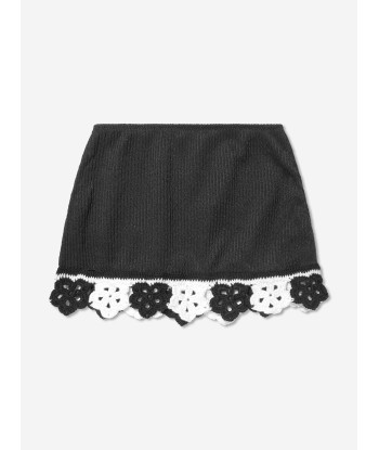 Nessi Byrd Girls Crochet Flower Sonna Skirt in Black Les êtres humains sont 