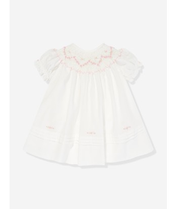 Sarah Louise Baby Girls Hand Smocked Dress in Pink rembourrage situé sous