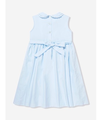 Sarah Louise Girls Sleeveless Smocked Dress in Blue une grave pollution 