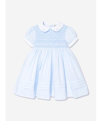 Sarah Louise Baby Girls Hand Smocked Flower Dress in Blue online