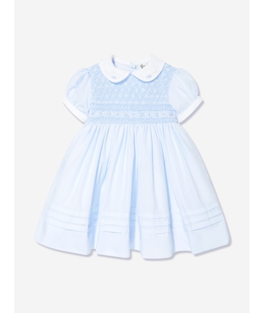 Sarah Louise Baby Girls Hand Smocked Flower Dress in Blue online